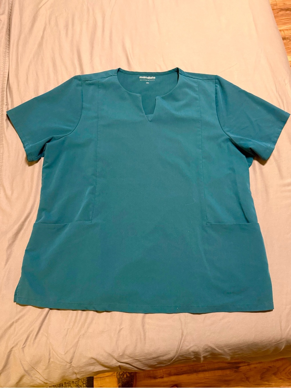 Mandala Teal V-Notch Scrub set for Women